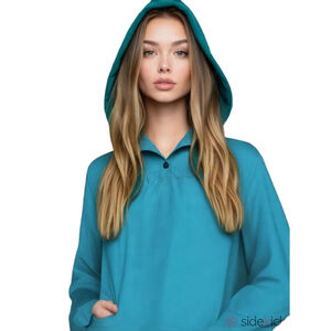 MERRELL Ainsley Tunic Teal Opt-wick UPF 30 Lightweight Hood Pullover Size Large